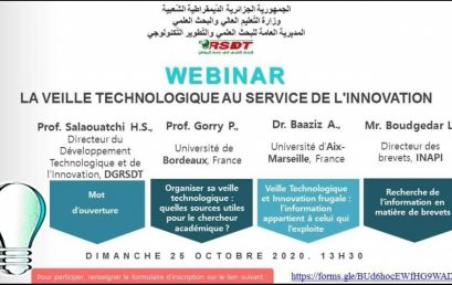 Webinaire sous le thème «la Veille technologique au service de l’innovation».