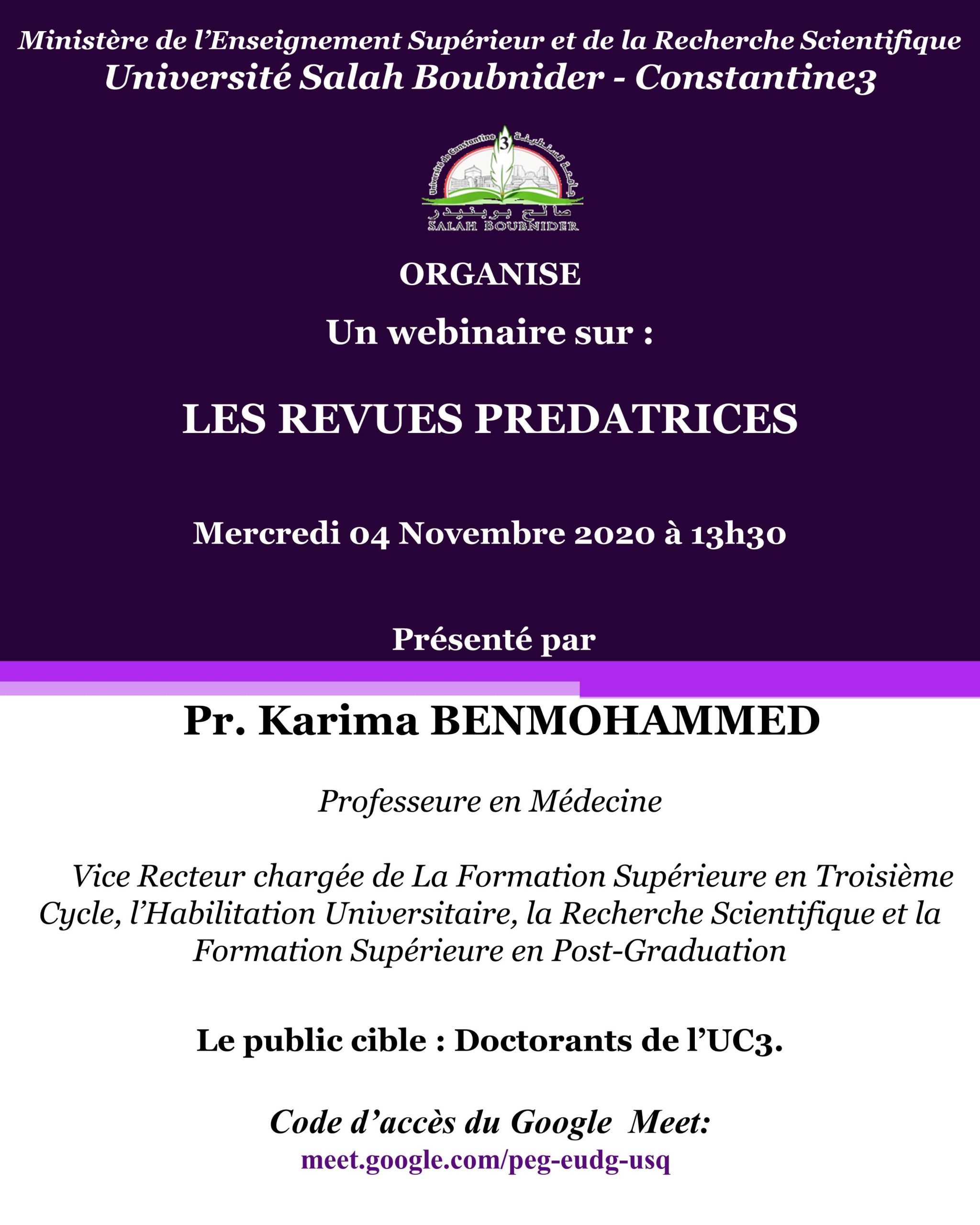 Webinaire sur les Revues Prédatrices.