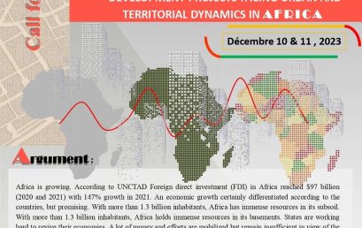 AN INTERNATIONAL SYMPOSIUM DEVELOPMENT PROJECTS FACING URBAN AND TERRITORIAL DYNAMICS IN AFRICA