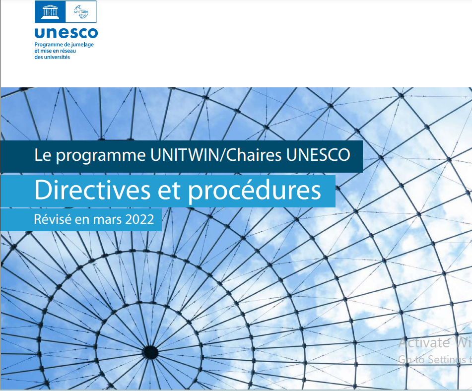 Le programme UNITWIN/Chaires UNESCO  – Cycle 2024 « Directives et procédures ».