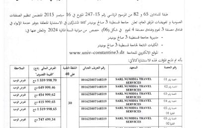 BF2024/SG/UC3SB/07 إعلان عن المنح المؤقت للإستشارة