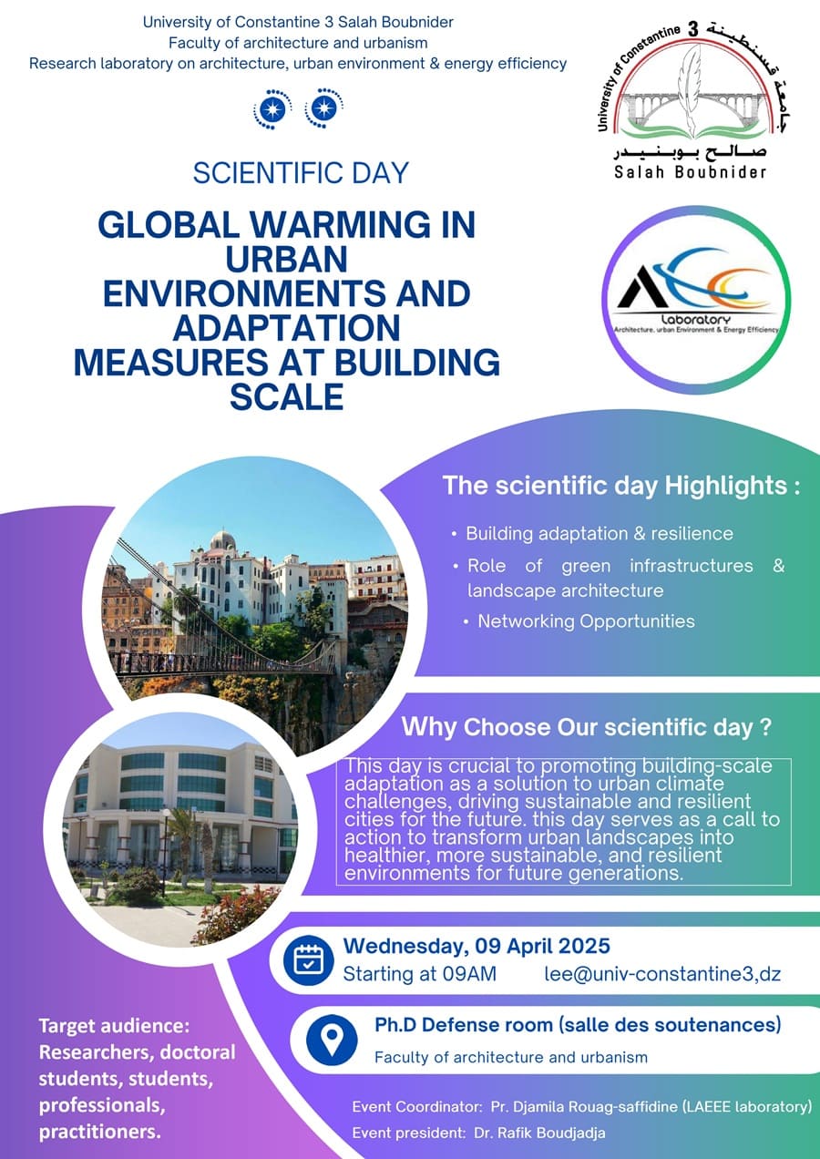 Global warming in environments and adaptation measures at building scale