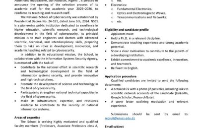 Selection of the academic staff for the academic year 2025-2026