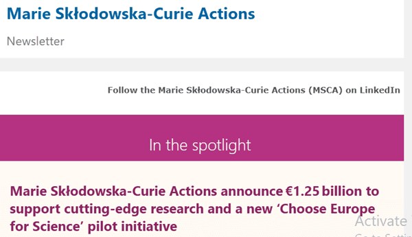 Marie Skłodowska-Curie Actions’ Newsletter – July 2025 Marie Skłodowska-Curie Actions’ Newsletter – July 2025