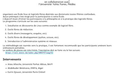 École d’été Linux et Logiciels Libres