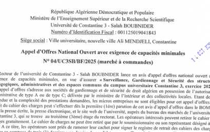 Appel d’Offres Notional ouvert avec exigence de capacite minimales N04/UC3SB2025 Appel d’Offres Notional ouvert avec exigence de capacite minimales N04/UC3SB2025