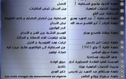 قائمة المؤسسات الجامعية المشاركة في الطبعة الأولى للمسابقة الوطنية الجامعية للفيلم الوثائقي